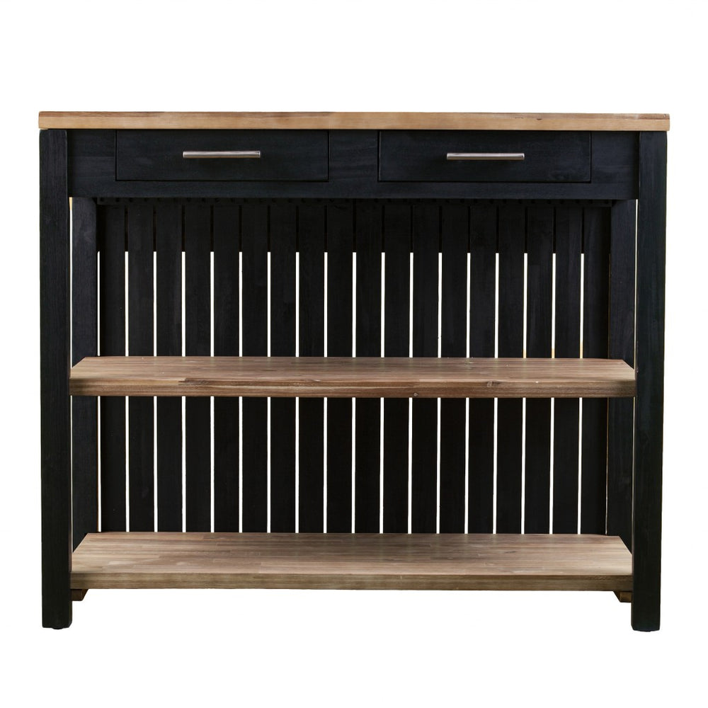 Black and Natural 44" Kitchen Island With Storage - Homeroots - Flyclothing LLC