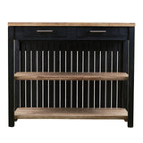 Black and Natural 44" Kitchen Island With Storage - Homeroots - Flyclothing LLC