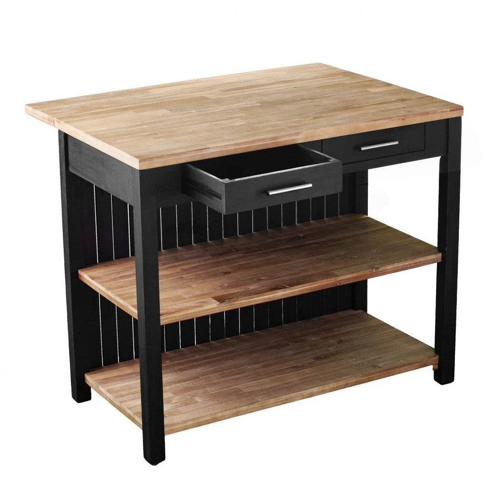 Black and Natural 44" Kitchen Island With Storage - Homeroots - Flyclothing LLC