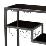 Black and Gray Glass Rolling Bar Cart With Wine Storage - Homeroots - Flyclothing LLC