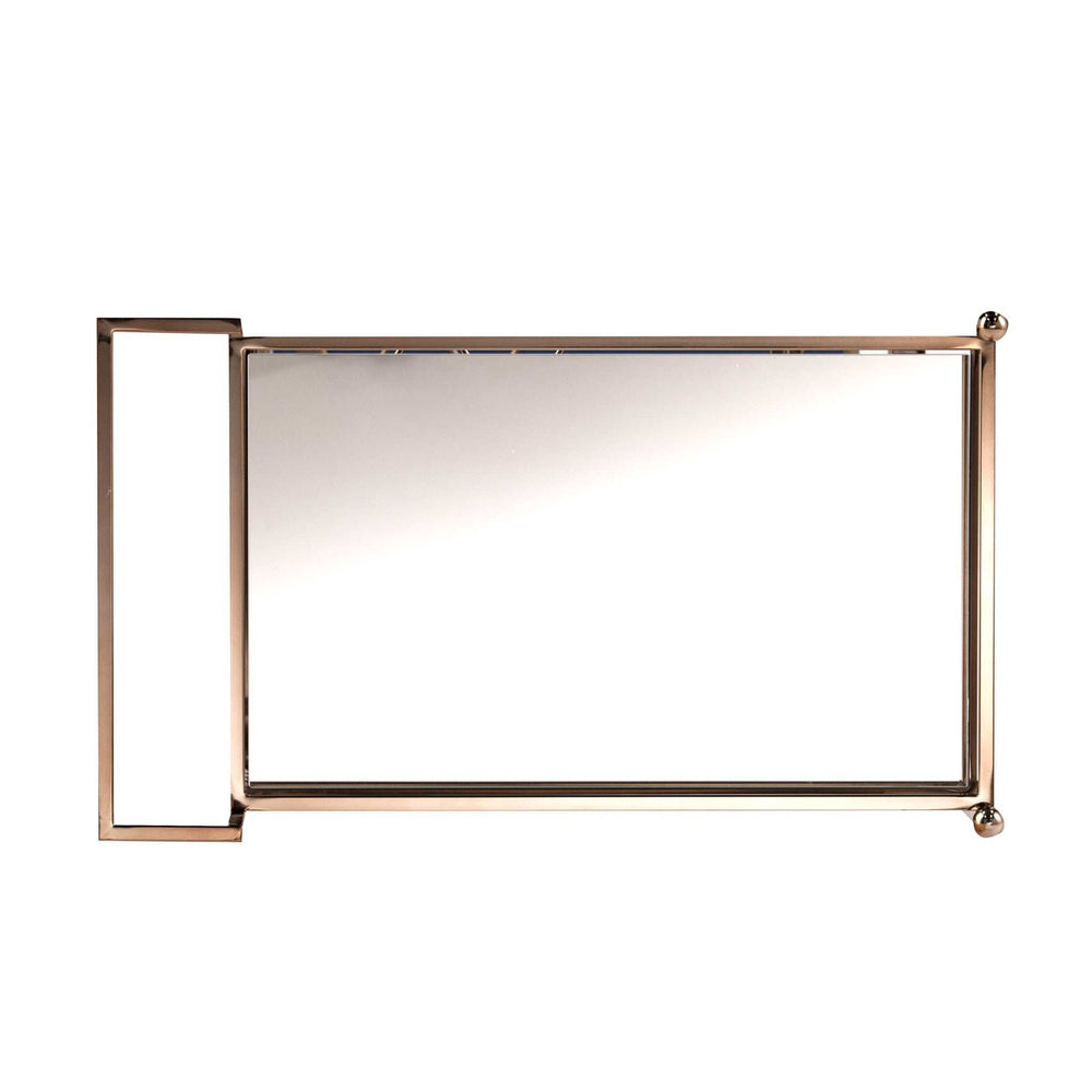 Champagne Metal And Mirrored Glass Rolling Bar Cart With Wine Storage - Homeroots - Flyclothing LLC