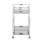 Silver Metal And Mirrored Glass Rolling Bar Cart With Wine Storage - Homeroots - Flyclothing LLC