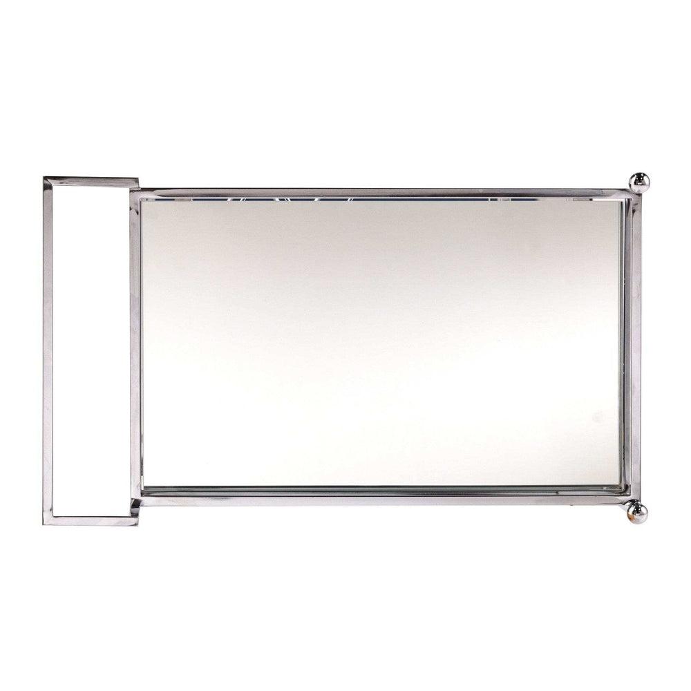 Silver Metal And Mirrored Glass Rolling Bar Cart With Wine Storage - Homeroots - Flyclothing LLC