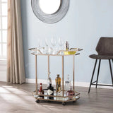 Champagne Iron And Mirrored Glass Rolling Bar Cart - Homeroots - Flyclothing LLC