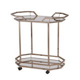 Champagne Iron And Mirrored Glass Rolling Bar Cart - Homeroots - Flyclothing LLC