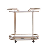 Champagne Iron And Mirrored Glass Rolling Bar Cart - Homeroots - Flyclothing LLC