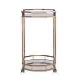 Champagne Iron And Mirrored Glass Rolling Bar Cart - Homeroots - Flyclothing LLC
