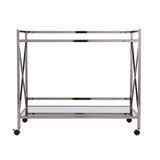Silver Metal And Mirrored Glass Bar Cart - Homeroots - Flyclothing LLC