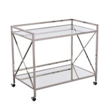 Silver Metal And Mirrored Glass Bar Cart - Homeroots - Flyclothing LLC