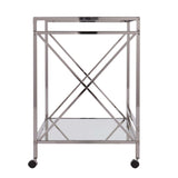 Silver Metal And Mirrored Glass Bar Cart - Homeroots - Flyclothing LLC