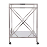 Silver Metal And Mirrored Glass Bar Cart - Homeroots - Flyclothing LLC