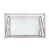 Silver Metal And Mirrored Glass Bar Cart - Homeroots - Flyclothing LLC
