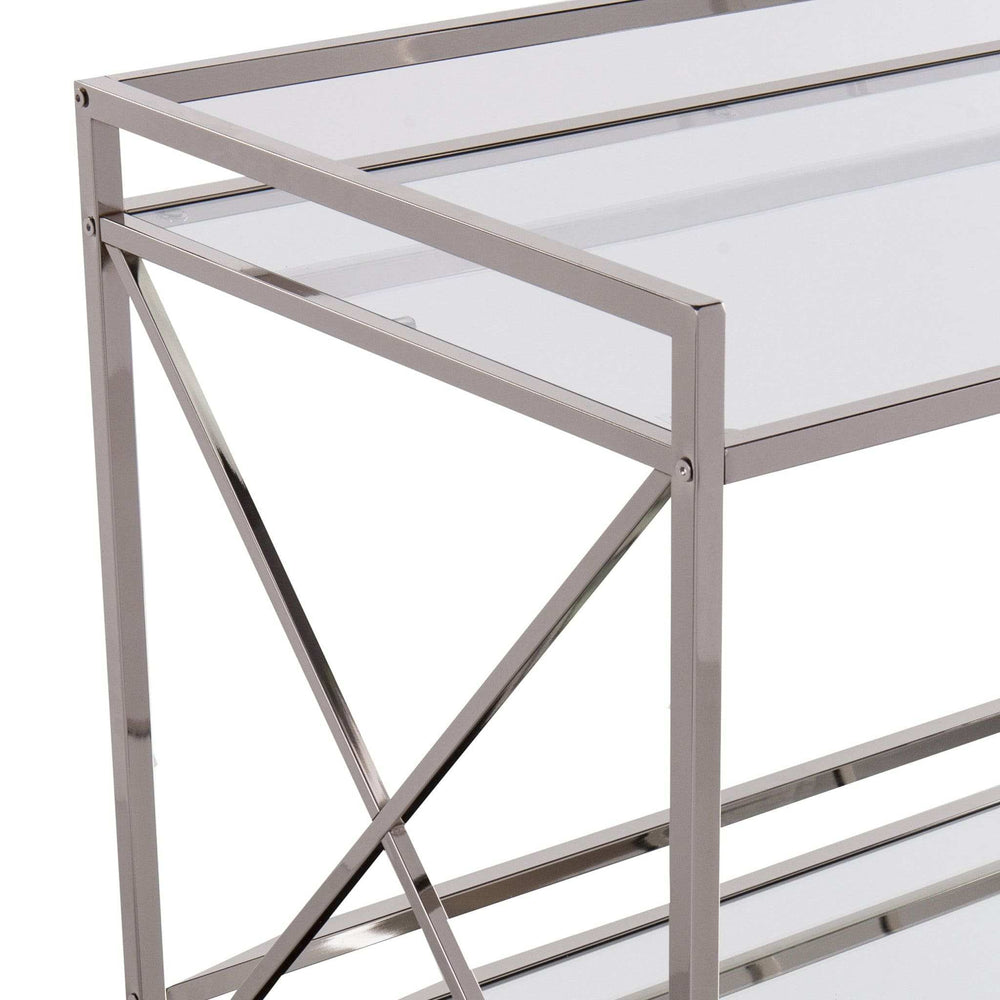 Silver Metal And Mirrored Glass Bar Cart - Homeroots - Flyclothing LLC
