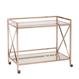 Gold Metal And Glass Rolling Bar Cart - Homeroots - Flyclothing LLC