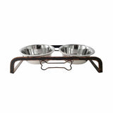 Rustic Elevated 16oz Two Bowl Dog Feeding Station - Homeroots - Flyclothing LLC