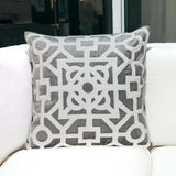 18" Gray and White Velvet Throw Pillow - Homeroots - Flyclothing LLC