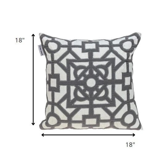 18" Gray and White Velvet Throw Pillow - Homeroots - Flyclothing LLC