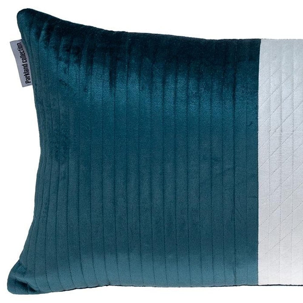 12" X 24" Sea Green Striped Velvet Throw Pillow - Homeroots - Flyclothing LLC