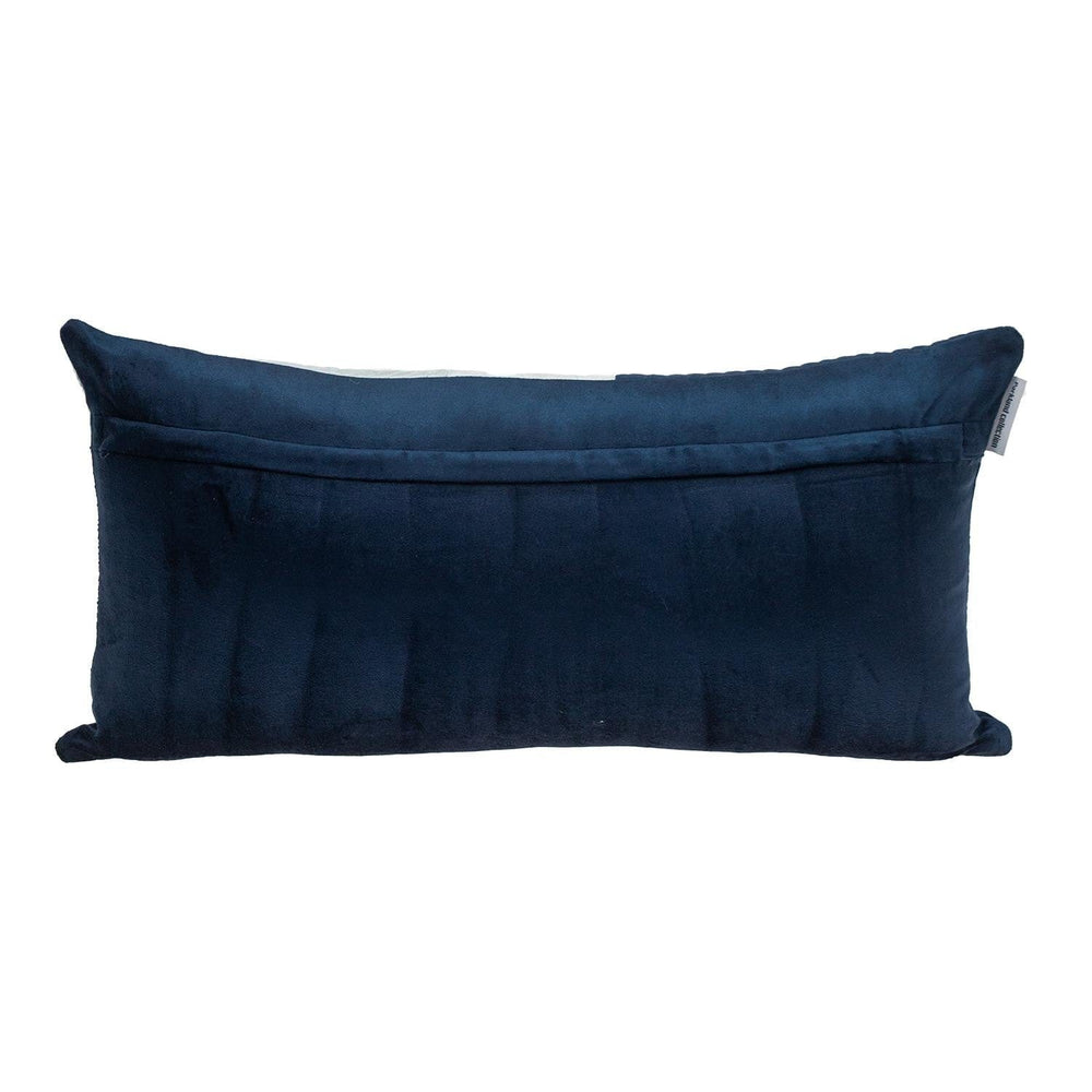 12" X 24" Navy Blue Striped Velvet Throw Pillow - Homeroots - Flyclothing LLC