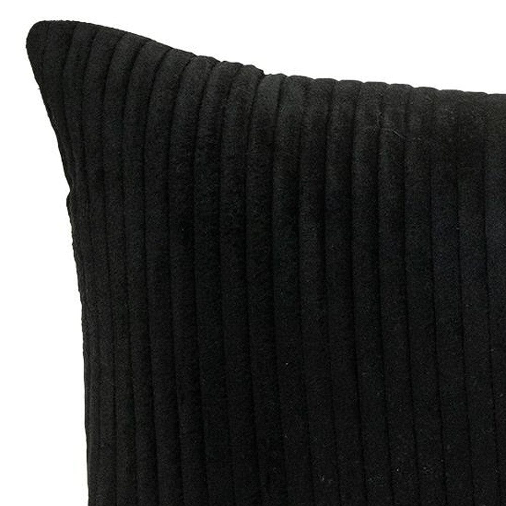 12" X 24" Black and White Striped Velvet Throw Pillow - Homeroots - Flyclothing LLC