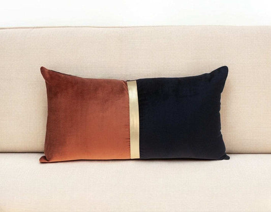Brown Gold and Black Tufted Velvet Lumbar Pillow - Homeroots - Flyclothing LLC