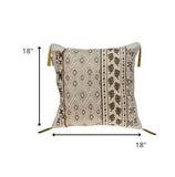 20" Beige Cotton Blend Throw Pillow - Homeroots - Flyclothing LLC
