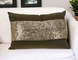 Glam Olive with Gold Sequins Lumbar Throw Pillow - Homeroots - Flyclothing LLC