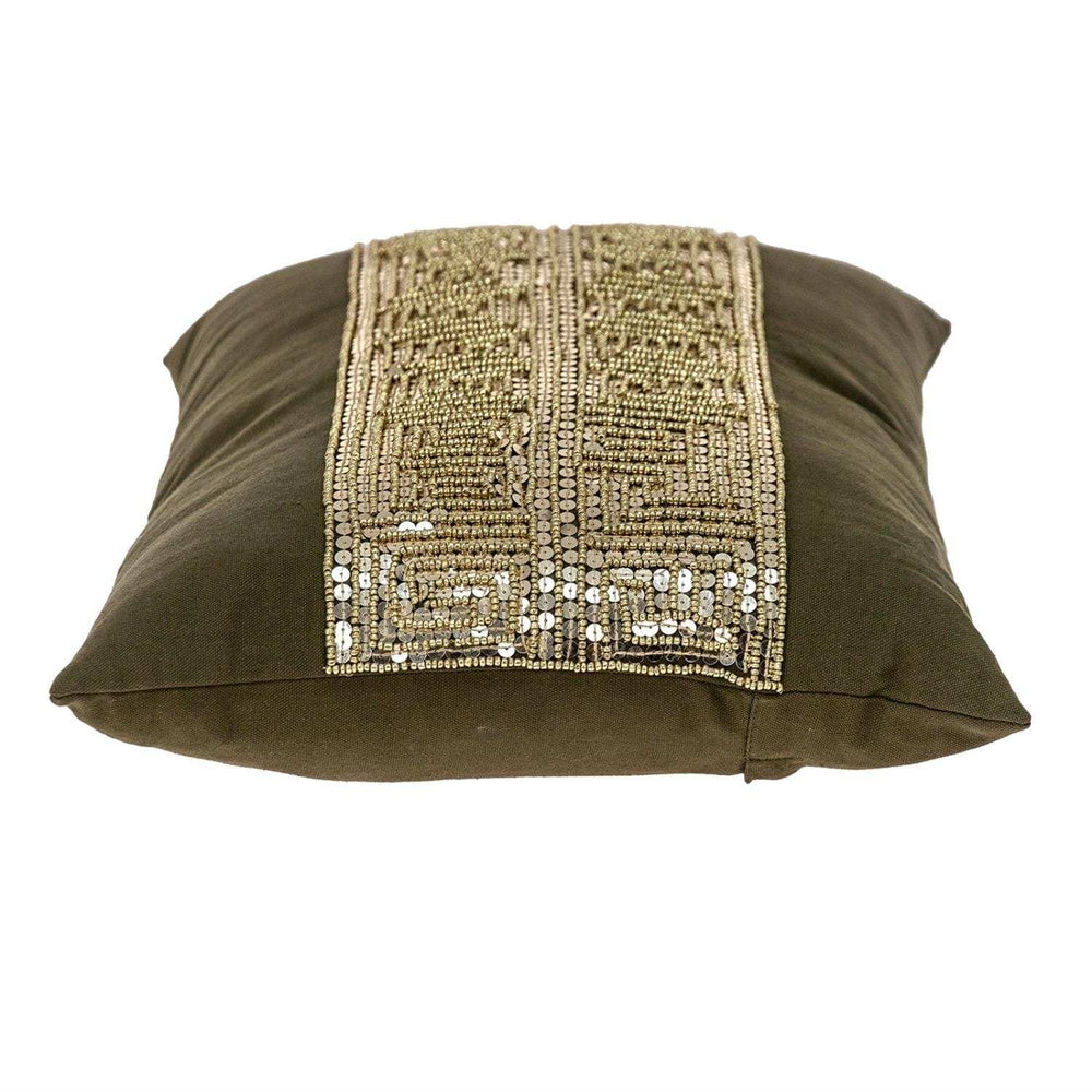 Glam Olive with Gold Sequins Lumbar Throw Pillow - Homeroots - Flyclothing LLC