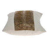 Glam Beige with Golden Sequins Lumbar Throw Pillow - Homeroots - Flyclothing LLC