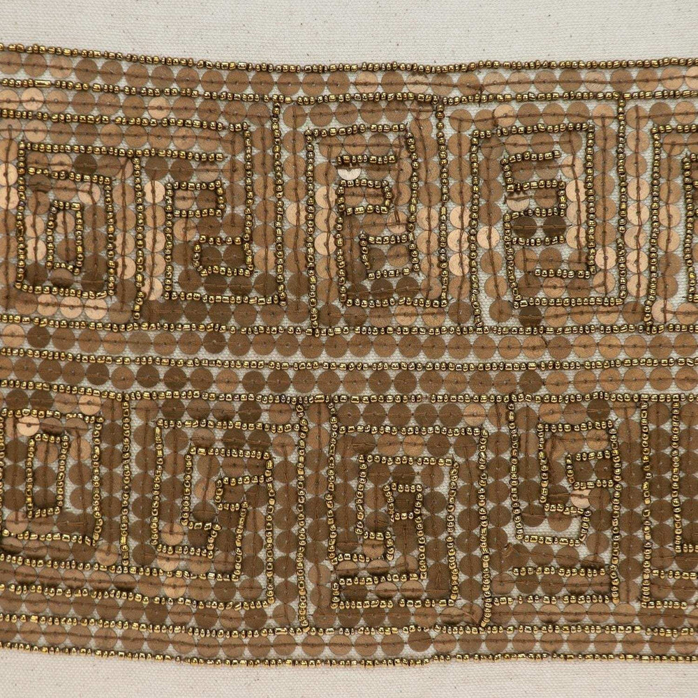 Glam Beige with Golden Sequins Lumbar Throw Pillow - Homeroots - Flyclothing LLC