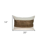 Glam Beige with Golden Sequins Lumbar Throw Pillow - Homeroots - Flyclothing LLC