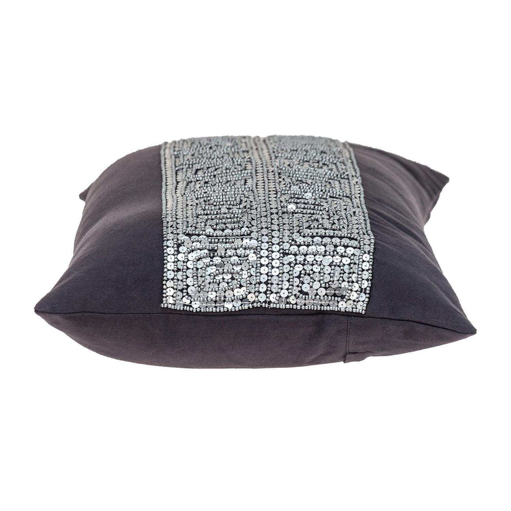 Glam Gray with Silver Sequins Lumbar Throw Pillow - Homeroots - Flyclothing LLC