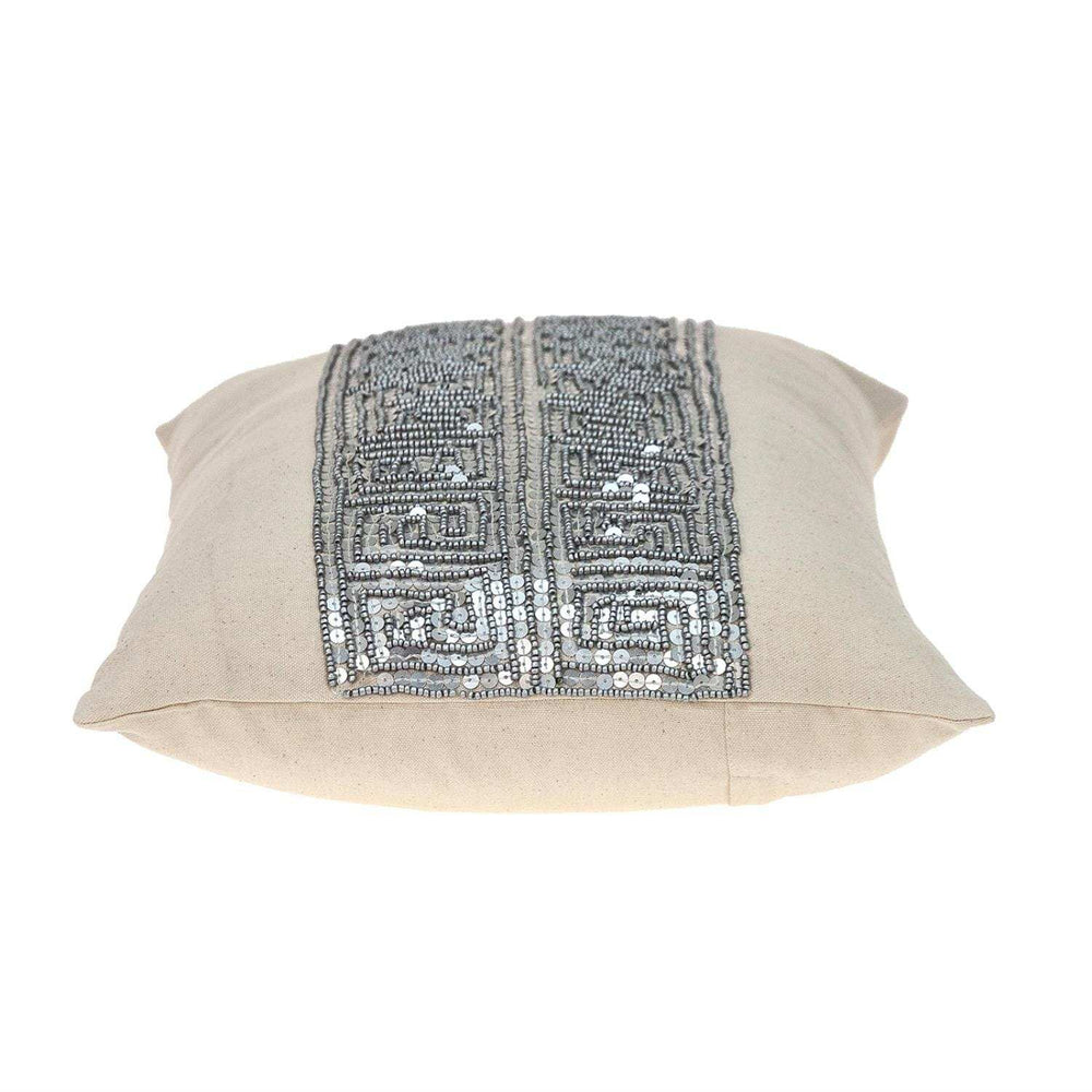 Glam Beige with Silver Sequins Lumbar Throw Pillow - Homeroots - Flyclothing LLC