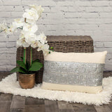 Glam Beige with Silver Sequins Lumbar Throw Pillow - Homeroots - Flyclothing LLC