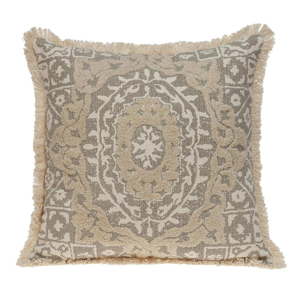 Boho Garland Beige and Khaki Decorative Accent Pillow - Homeroots - Flyclothing LLC