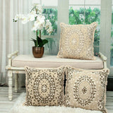 Boho Garland Beige and Khaki Decorative Accent Pillow - Homeroots - Flyclothing LLC