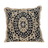 Boho Garland Beige and Black Decorative Accent Pillow - Homeroots - Flyclothing LLC