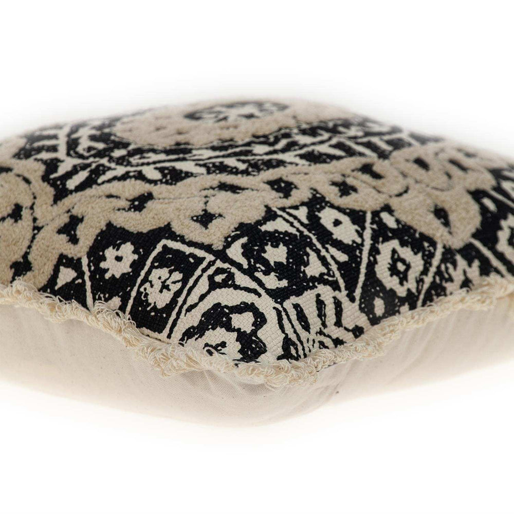Boho Garland Beige and Black Decorative Accent Pillow - Homeroots - Flyclothing LLC