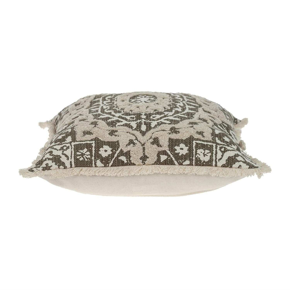 Boho Garland Beige and Dark Brown Decorative Accent Pillow - Homeroots - Flyclothing LLC