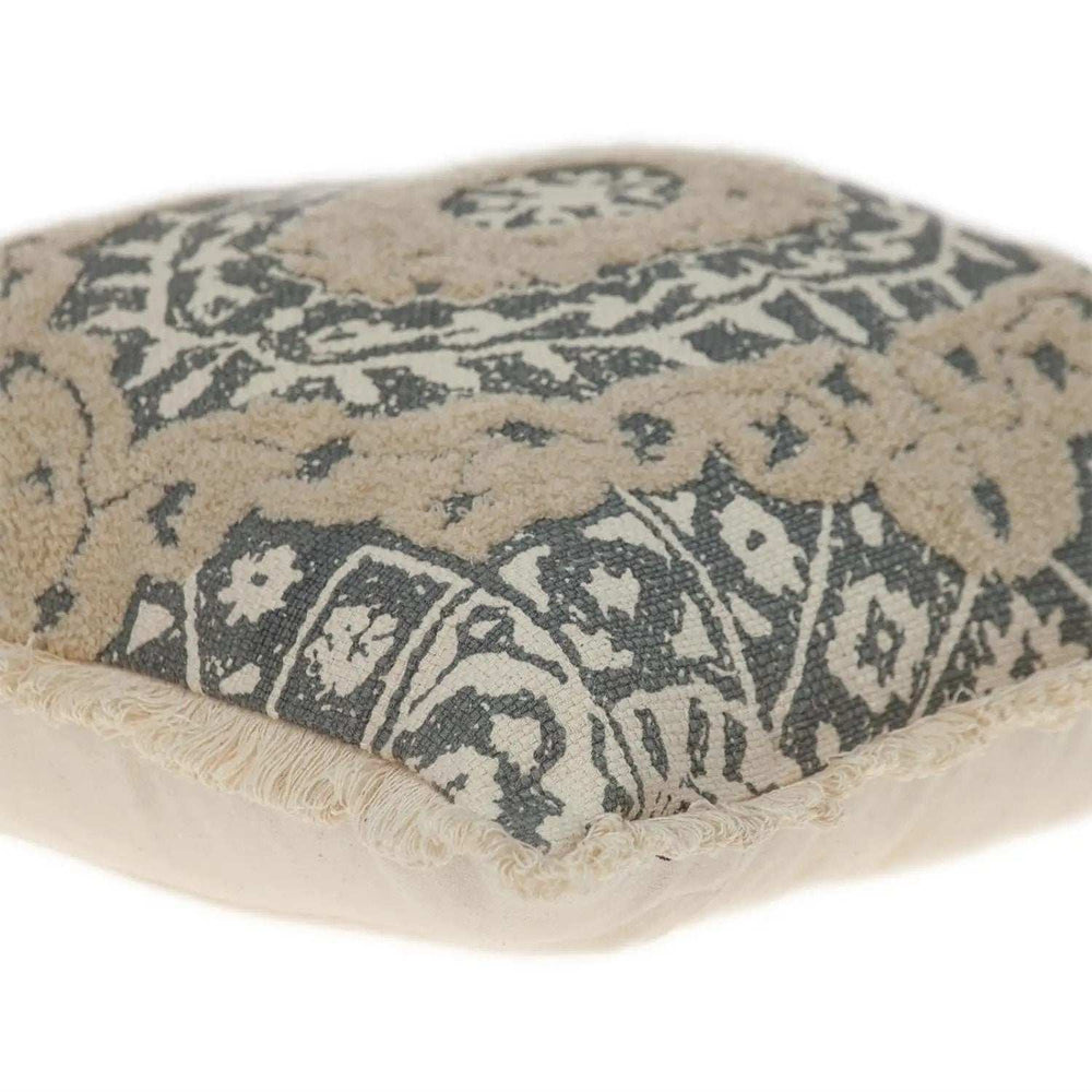 Boho Garland Beige and Gray Decorative Accent Pillow - Homeroots - Flyclothing LLC