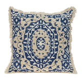 Boho Garland Beige and Navy Blue Decorative Accent Pillow - Homeroots - Flyclothing LLC