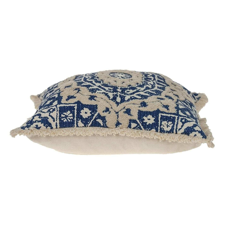 Boho Garland Beige and Navy Blue Decorative Accent Pillow - Homeroots - Flyclothing LLC