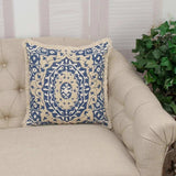Boho Garland Beige and Navy Blue Decorative Accent Pillow - Homeroots - Flyclothing LLC