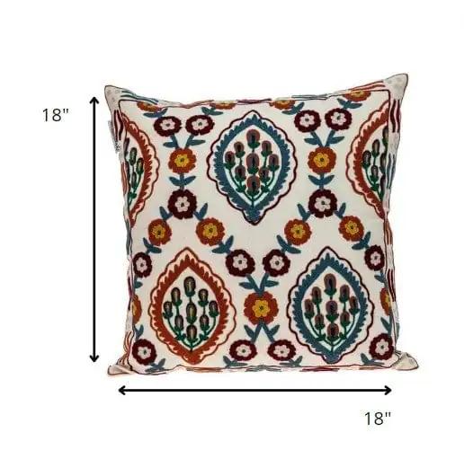18" MULTICOLOR Cotton Blend Throw Pillow - Homeroots - Flyclothing LLC