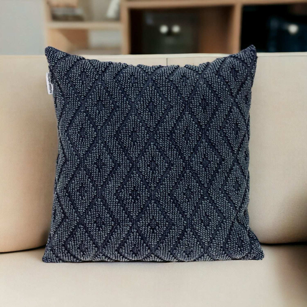 Jacquard Diamond Pattern Decorative Navy Throw Pillow - Homeroots - Flyclothing LLC