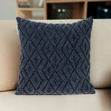 Jacquard Diamond Pattern Decorative Navy Throw Pillow - Homeroots - Flyclothing LLC