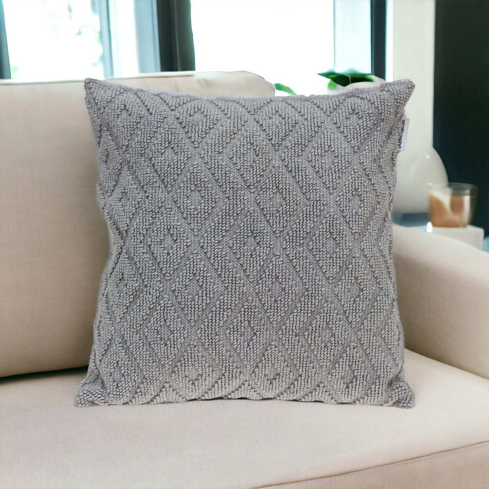 Jacquard Diamond Pattern Decorative Gray Throw Pillow - Homeroots - Flyclothing LLC