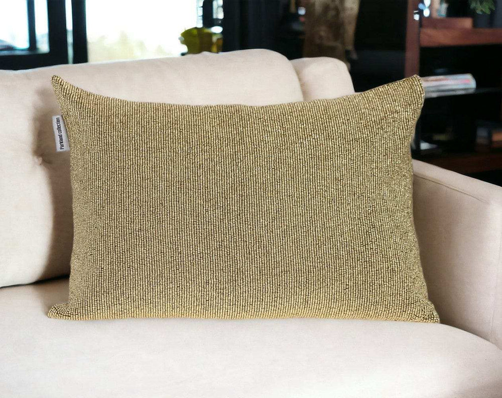 Shimmering Metallic Gold Beaded Luxury Throw Pillow - Homeroots - Flyclothing LLC
