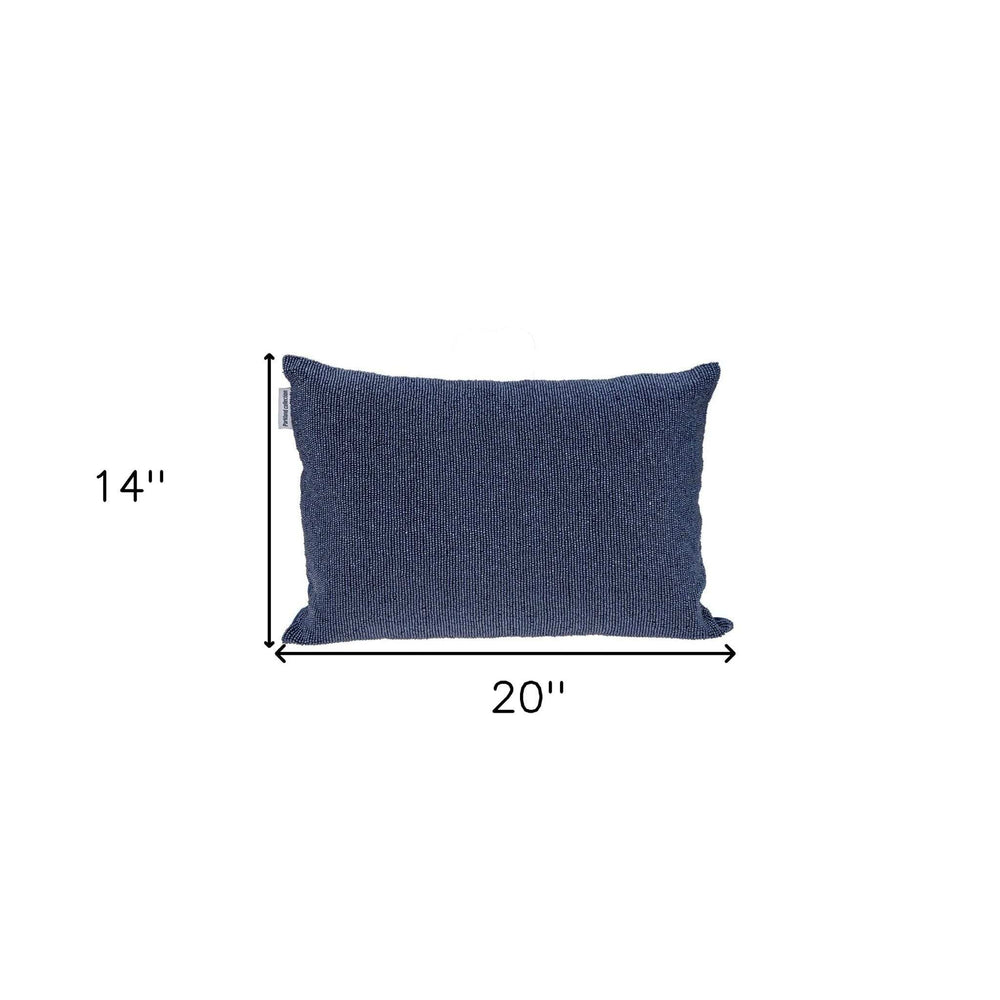 Shimmering Blue Beaded Luxury Throw Pillow - Homeroots - Flyclothing LLC
