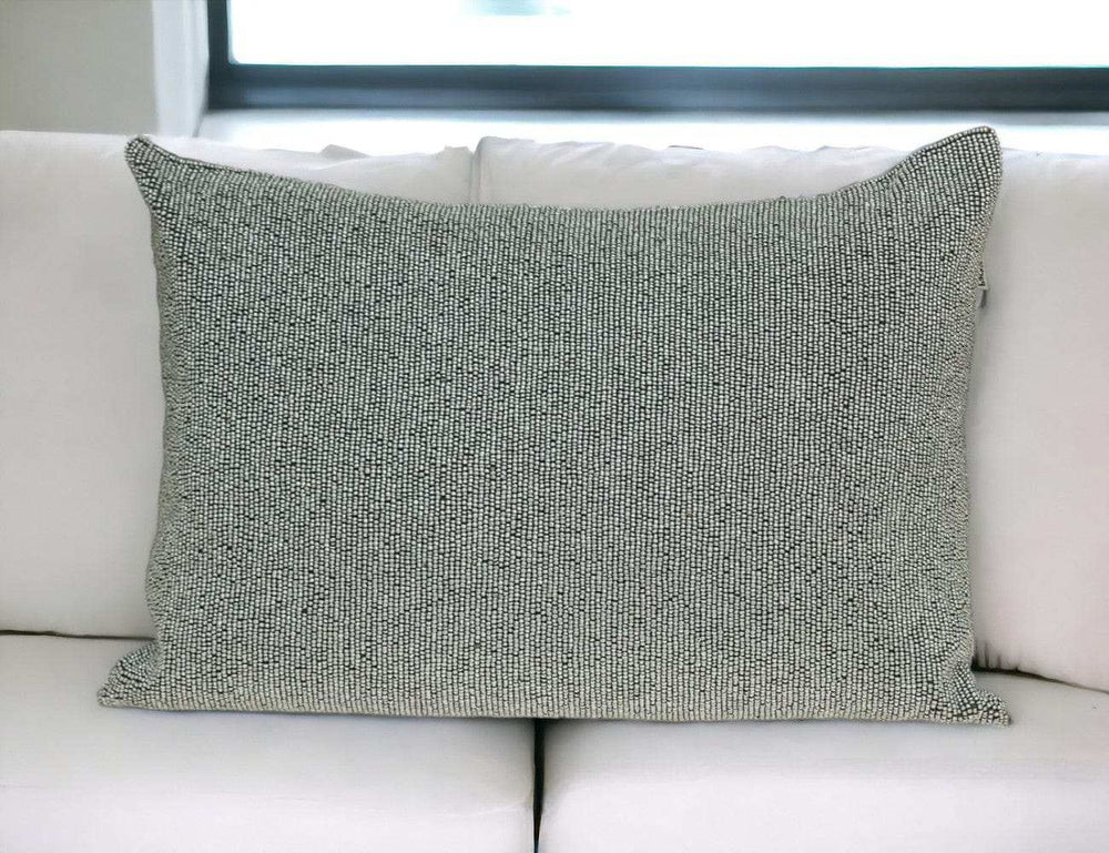 Shimmering Silver Beaded Luxury Throw Pillow - Homeroots - Flyclothing LLC